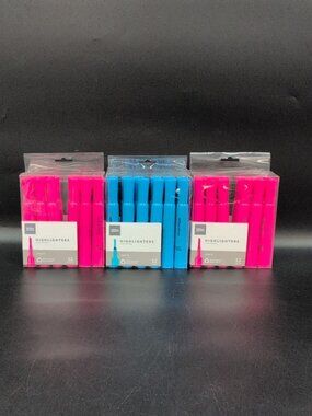 Office Depot Chisel Tip Highlighters Pink & Blue 12 Count Boxes Pack of 3